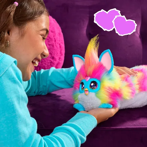 Miniatura 9 de FURBY Juguete Interactivo DJ, Peluche Electrónico Súper Suave Arcoíris con Música, Luces, Movimiento y Juegos, Habla Inglés y Furbish, 32 Pulgadas