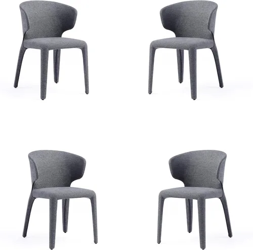 Miniatura 15 de Manhattan Comfort Conrad - Sillas de comedor modernas de mediados de siglo, muebles de cocina tapizados de tweed con respaldo contorneado, acolchado