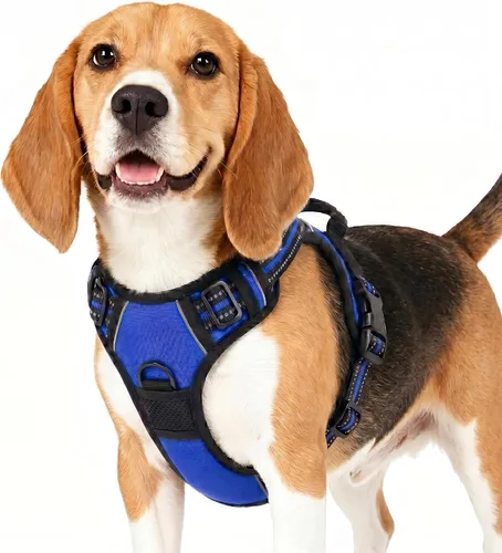 Miniatura 2 de Funfox Arnés para perro sin tirones, chaleco ajustable para mascotas con asa de control y clip frontal, diseño reflectante para perros pequeños