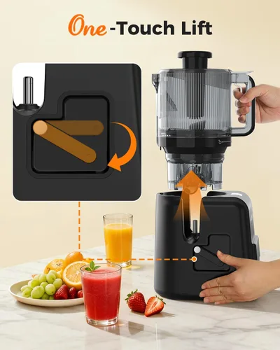 Miniatura 4 de ACOQOOS Máquinas exprimidoras de 6.5 pulgadas, extra grande, prensador en frío 3 en 1 con sorbete y leche de nueces, sin BPA, fácil de limpiar