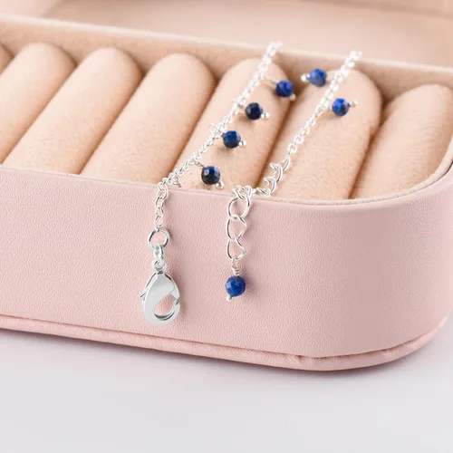 Miniatura 85 de Yanara Tobilleras de piedras preciosas para mujer, piedra natal natural, chapada en plata, joyería hecha a mano en 8.5 + 1.5 pulgadas, cristales