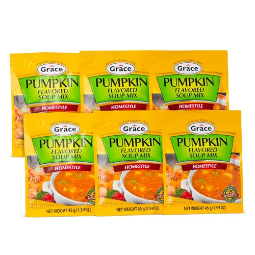 Grace Mezcla de sopa con sabor a calabaza, 1.59 onzas, paquete de 6 mezclas de sopa jamaicana casera, ideal para sopa de curry caribeño