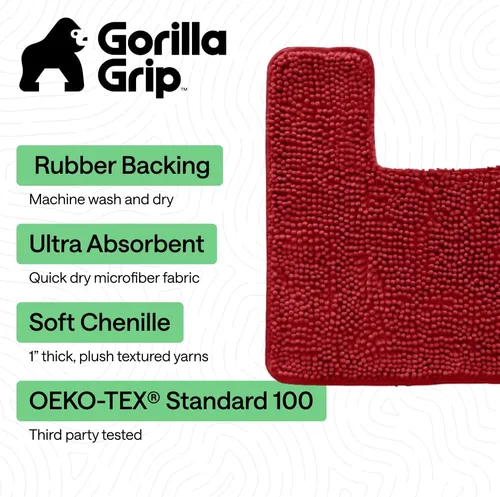 Miniatura 431 de Gorilla Grip - Tapete de baño de felpilla gruesa, suave y absorbente, secado rápido, de microfibra, con reverso de caucho, para piso de ducha, Nube