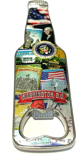Sureg States - Imán abrebotellas con imán retro en forma de coleccionable, diseño de Washington DC, multicolor