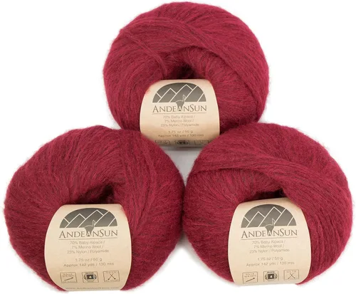 Miniatura 5 de Juego de 3 hilos de lana merino de alpaca bebé [426 yardas en total] gris claro, #4 peinado