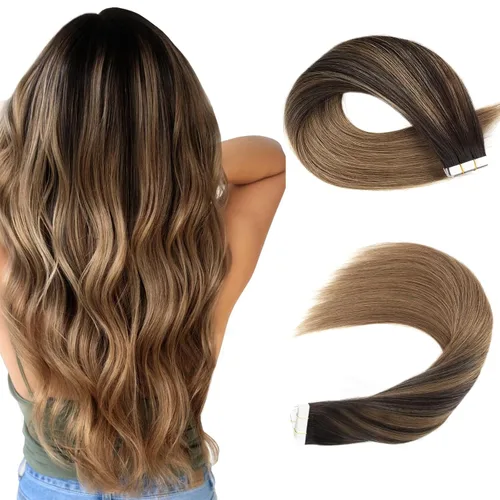 Miniatura 39 de Sassina Extensiones de Cabello Humano con Cinta Negro Azabache 12 Pulgadas 30g/paquete 20pcs Liso Sin Costuras Trama de Piel Extensiones de Cabello