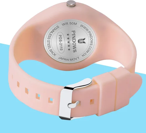 Miniatura 4 de PINDOWS Women Analog Quartz Wrist Watch with Silicone Strap for Young Women Students Easy Read Waterproof Unisex Luminous Dial
