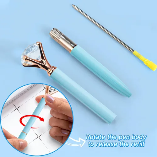 Miniatura 5 de YOXMJDB Bolígrafos elegantes para mujer, 6 piezas de bonitos bolígrafos azules de punta redonda, bolígrafo de tinta negra de 1.0 mm de punta media