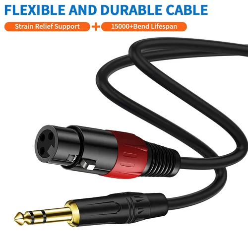 Miniatura 3 de LanSenSu Adaptador estéreo XLR a 1/4 TRS - XLR hembra a 1/4 de pulgada (0.250 in) cable adaptador de audio de micrófono equilibrado estéreo, paquete
