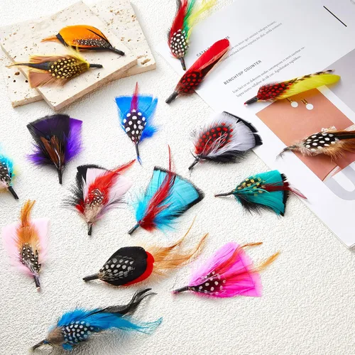 Miniatura 3 de Kenning 39 plumas de sombrero surtidas para sombreros coloridos reales para manualidades, decoración de boda, hombres y mujeres, aprox. 3.1-4.3 in