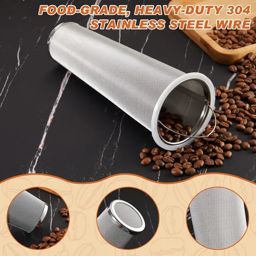 Miniatura 3 de 3 filtros de café frío con asa, filtro de tarro de acero inoxidable de 2 cuartos de galón para boca ancha, frasco de masón, infusor de té, filtro