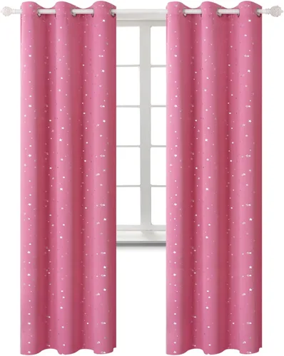 Miniatura 102 de BGment Cortinas opacas para dormitorio infantil, con aislamiento térmico, con ojales, estampado de estrellas plateadas, cortinas para oscurecer
