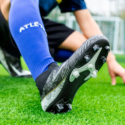 Miniatura 8 de Zapatos de fútbol para niños con tacos de fútbol para jóvenes, botas altas para entrenamiento al aire libre