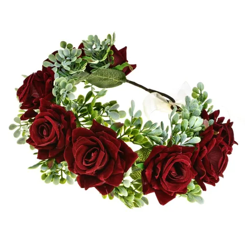 Miniatura 24 de Vividsun Corona floral de hoja verde para boda, corona de flores nupciales, accesorios de maternidad para fotos (A blanco)