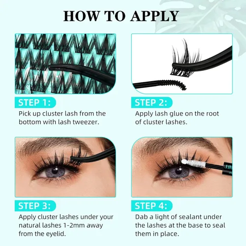 Miniatura 5 de Lash Cluster Manga - 140 unidades de pestañas en racimo de aspecto mojado ultrafinas extensiones de pestañas con punta animé con pestañas anchas