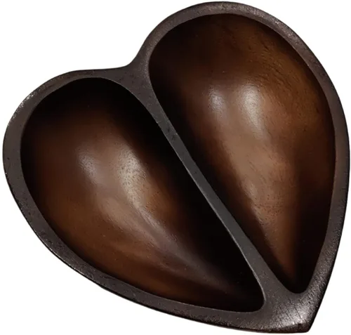 Miniatura 10 de WitnyStore Cuenco en forma de corazón de 6 pulgadas, funcional y coleccionable, cuenco de madera hecho a mano para servir frutos secos, postres