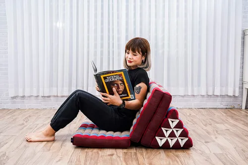 Miniatura 4 de Leewadee - Cojín Tailandés plegable para el suelo con respaldo para TV, sala de estar, colchón para exterior, 65.7 x 20.9 x 11.8 pulgadas, Kapok