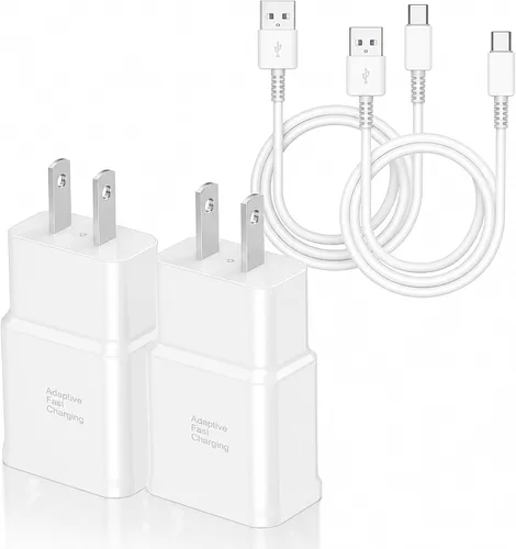 Miniatura 9 de Cargador tipo C de carga rápida, paquete de 2 bloques de carga USB C Android para teléfono y cable de carga de 3 pies, para Samsung Galaxy S8/S9/S10