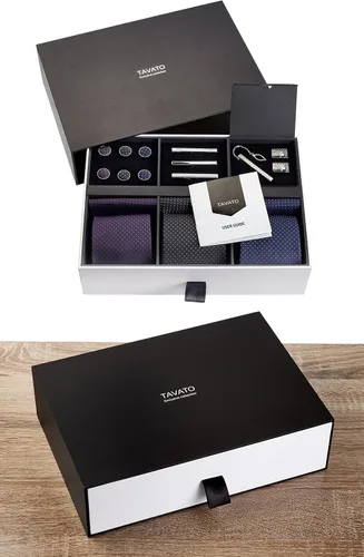 Miniatura 35 de Juego de corbata de regalo para hombre, corbata sedosa, bolsillo cuadrado, clips de corbata, gemelos para hombres
