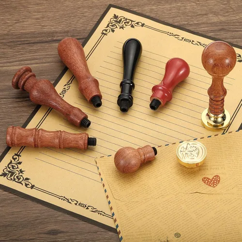 Miniatura 6 de PATIKIL Mango de sello de cera solamente, mango de madera de repuesto para sello de invitación de boda, tarjeta de invitación de boda, sobre