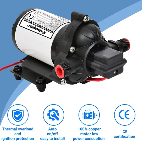 Miniatura 5 de Bomba de Agua para RV, Bomba de Presión de Agua de 12 V CC con Interruptor de Presión, Diafragma Autocebante 4.0 GPM 45 PSI, para RV, Marina, Yate
