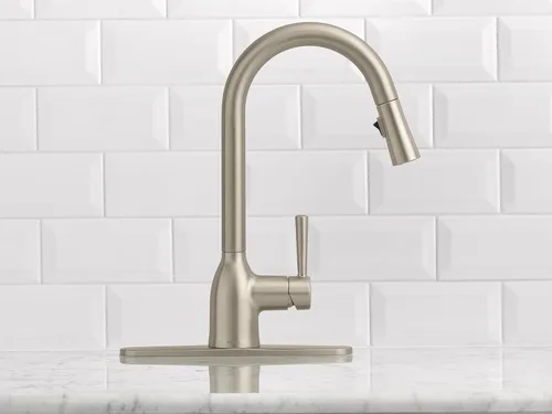 Miniatura 7 de Moen Adler Spot Resist - Grifo de fregadero de cocina de una manija de arco alto de acero inoxidable con rociador desplegable Power Clean, 87233SRS