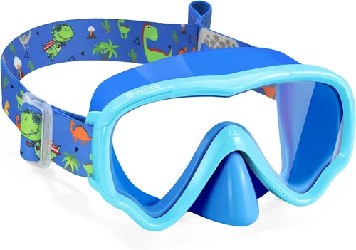 Miniatura 17 de Vvinca Kids-Goggles with Nose Cover, Diving Mask Elastic Fabric Strap Anti Fog Anti Shattered Lens for Kids Swim Goggles 3-14 17-negro