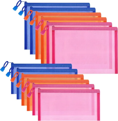 Miniatura 42 de 12 bolsas de malla de nailon con cremallera, bolsas de malla para cosméticos, bolsas de maquillaje, estuche de lápices, bolsas de viaje multiusos