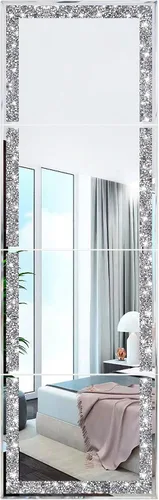 Meetart Azulejos de Espejo de Cuerpo Entero, Espejo de Pared Corporal de Diamante Triturado de Cristal, 14''x11'' 4 Piezas de Vidrio Sin Marco de