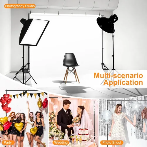 Miniatura 8 de Soporte para Telón de Fondo, 10 x 7 pies (ancho x alto) Soporte para Fondo Fotográfico Kit de Soporte Ajustable con 2 Barras Transversales, 8