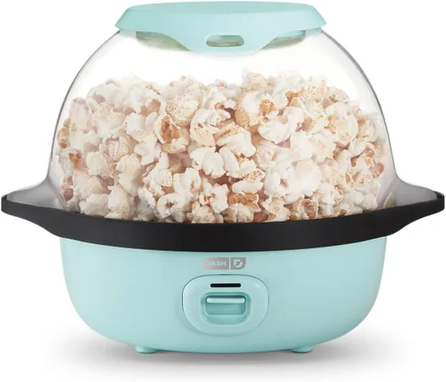 Dash SmartStore Máquina de Hacer Palomitas con Agitación - Máquina Eléctrica de Palomitas con Aceite Caliente con Bandeja Calentadora de