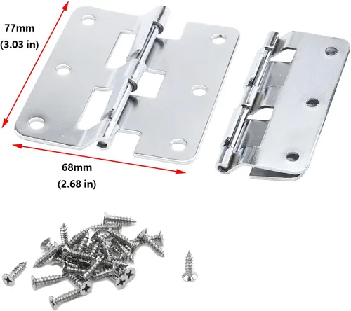 Miniatura 2 de Antrader Bisagras de puerta para desmontar/elevar, caja de vuelo cromada, enlace de bisagra desmontable de 3 x 2.68 pulgadas, paquete de 4