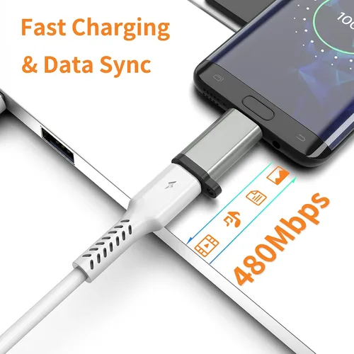 Miniatura 4 de Adaptador USB-C a Micro USB, paquete de 3 unidades USB tipo C hembra a micro USB macho convertidor USB C a Micro B 2.0 carga y sincronización
