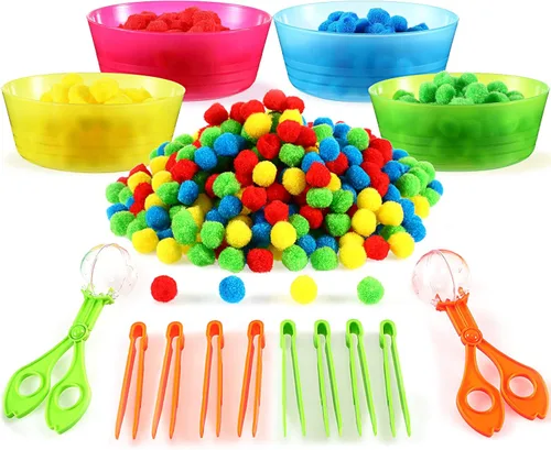 138 piezas de juguetes de habilidades motoras finas para educación sensorial temprana, clasificación de colores, entrenamiento de conteo a juego,