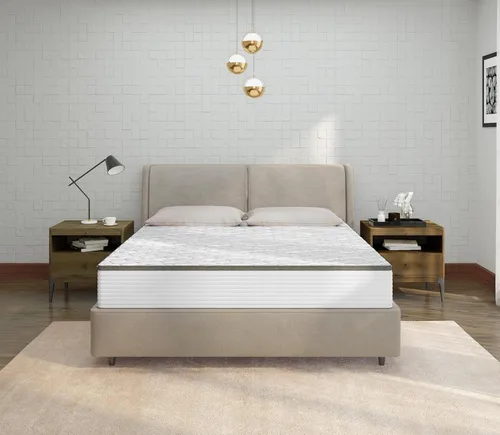 AMBEE21 Golden Gate Beds - Colchón híbrido de espuma viscoelástica (Queen) comodidad media firme con soporte acolchado, alivio de presión y 6 capas