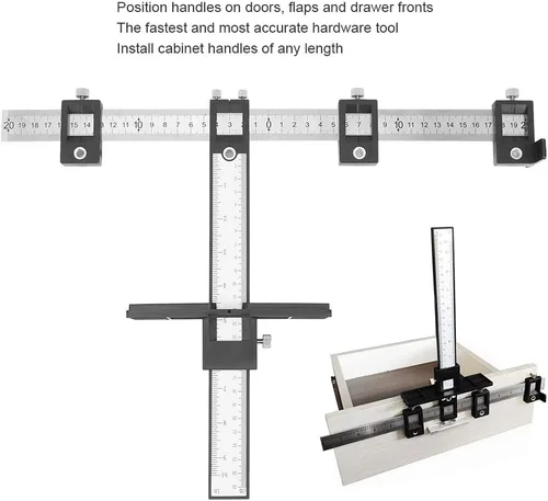Miniatura 7 de Fafeicy Plantilla de hardware de gabinete, localizador de punzón de mango ajustable para taladro de carpintería, instalación de pomos delanteros