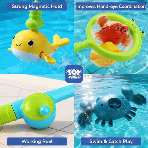 Miniatura 9 de TOY Life Juguetes de baño para niños de 1 a 3 años, juego de pesca magnético con juguetes de baño de cuerda libres de moho para niños pequeños de 1