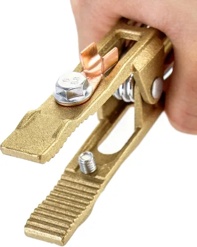 Miniatura 8 de QWORK Abrazadera de tierra de soldadura a tierra 260/300/500A, abrazadera de tierra de soldadura en forma de A de latón, agarre de cobre