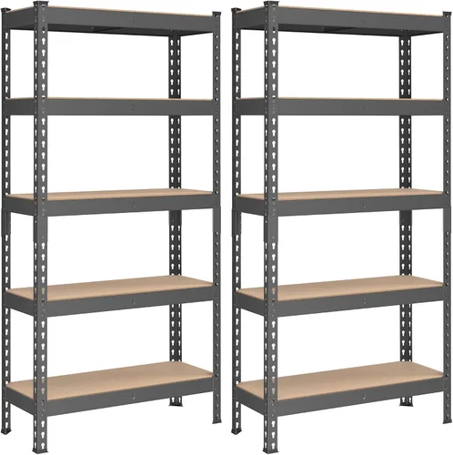 SONGMICS - Estantería de almacenamiento de 5 niveles, capacidad de carga 2310 lb, juego de 2 para garaje, ensamblaje sin tornillos, estante Gris