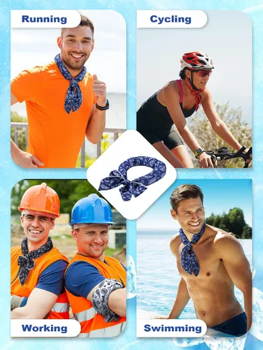 Miniatura 23 de Janmercy 10 unidades de teñido anudado para el cuello, bufandas refrescantes, bandanas de hielo de verano para hombres y mujeres, camping, correr