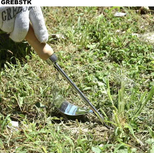 Miniatura 8 de GREBSTK - Horquilla de mano de acero inoxidable con mango de madera de haya, herramienta de jardín para airear, plantar, esparcir mantillo, quitar