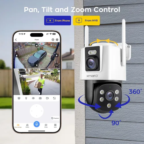 Miniatura 6 de xmartO Kit de cámara inalámbrica de 4 lentes duales, sistema de seguridad de largo alcance de malla WiFi6 de 8 vistas, NVR de doble banda 4K de 16