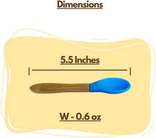 Miniatura 4 de Cucharas de bambú para bebé, paquete de 4 cucharas de destete para niños pequeños, cuchara de silicona con punta suave de mango de bambú, utensilio
