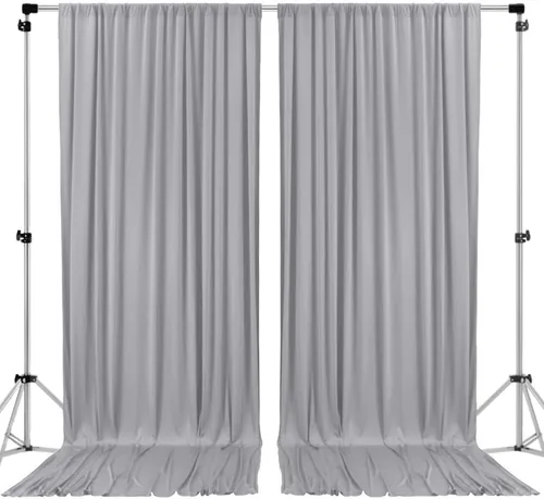 Miniatura 39 de AK TRADING CO. Cortinas de telón de fondo de poliéster IFR de 10 pies x 8 pies con bolsillos para varillas - Cortinas para decoración de ventana