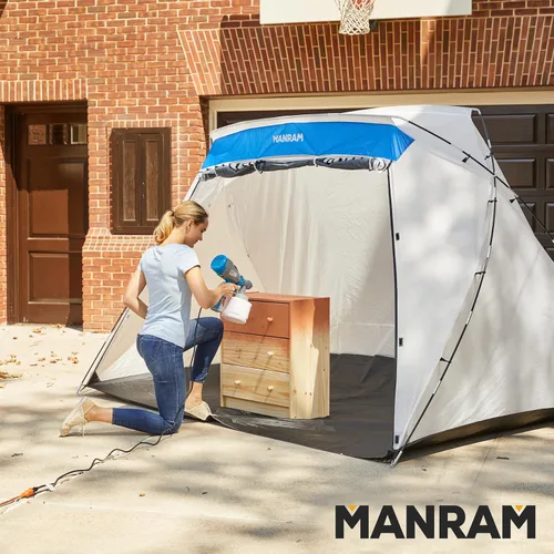 Miniatura 7 de Tienda de pintura portátil, cabina de pintura grande con piso integrado, pantalla de malla, ganchos resistentes al viento y bolsa de almacenamiento