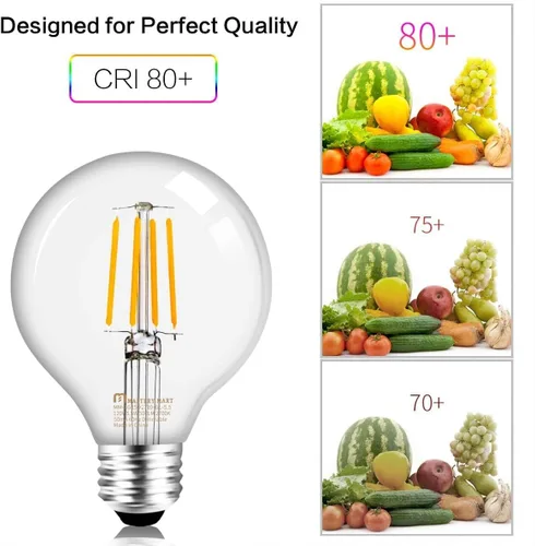 Miniatura 6 de MASTERY MART Bombillas globo G25, regulables, base E26, equivalente a 60 W, blanco suave de 2700 K, filamento vintage para espejo de baño, LED