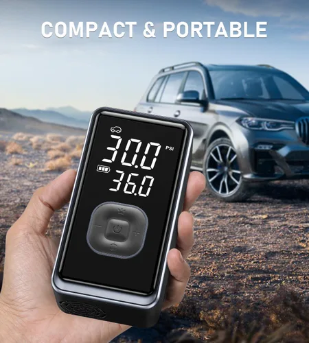 Miniatura 6 de Inflador de neumáticos portátil, compresor de aire, mini bomba de aire inalámbrica de 150 PSI con presión digital, bomba de bicicleta, inflador