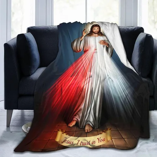 Manta de regalo de misericordia divina de Jesús, manta católica ultrasuave de micro polar, manta religiosa cristiana para mujeres, manta para cama,