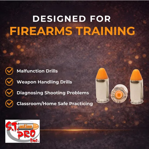 Miniatura 4 de S.T. Action Pro .380 Cal Dummy Rounds – Rondas simuladas de entrenamiento de seguridad naranja, munición reutilizable para entrenamiento de fuego