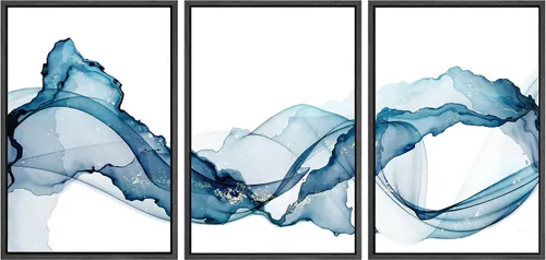 Miniatura 29 de SIGNWIN Lienzo enmarcado para pared, juego de arte tranquilo con reflejo de lago, acuarela, montaña y agua, ilustraciones modernas, arte abstracto
